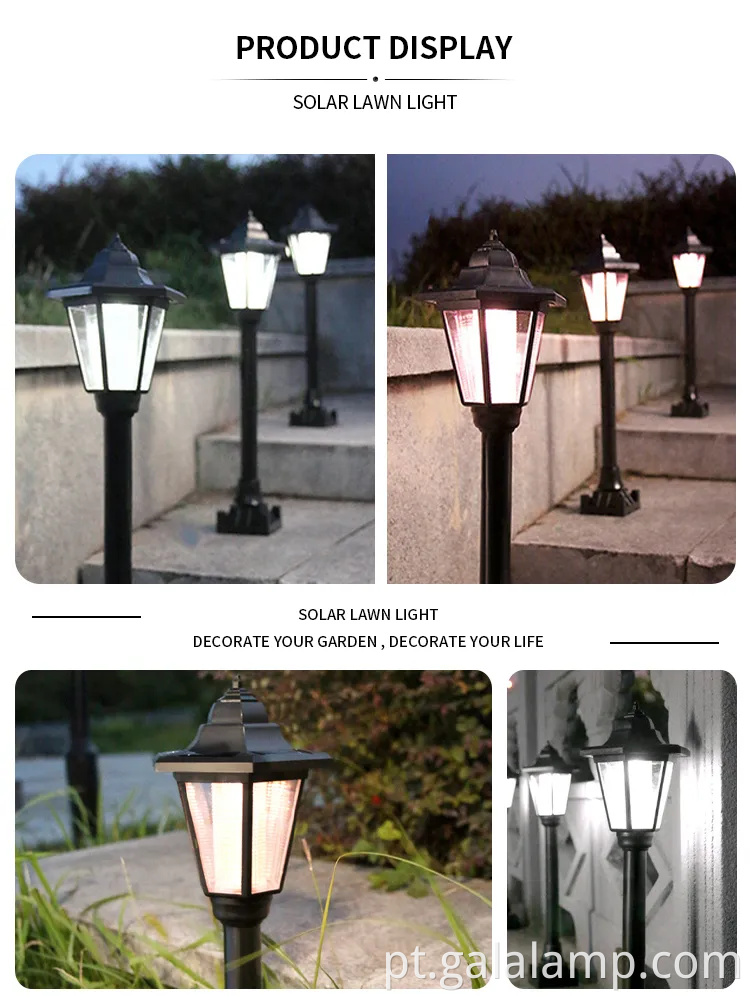 Luzes solares de lanterna solar hexagon elegantes vintage para decoração ao ar livre